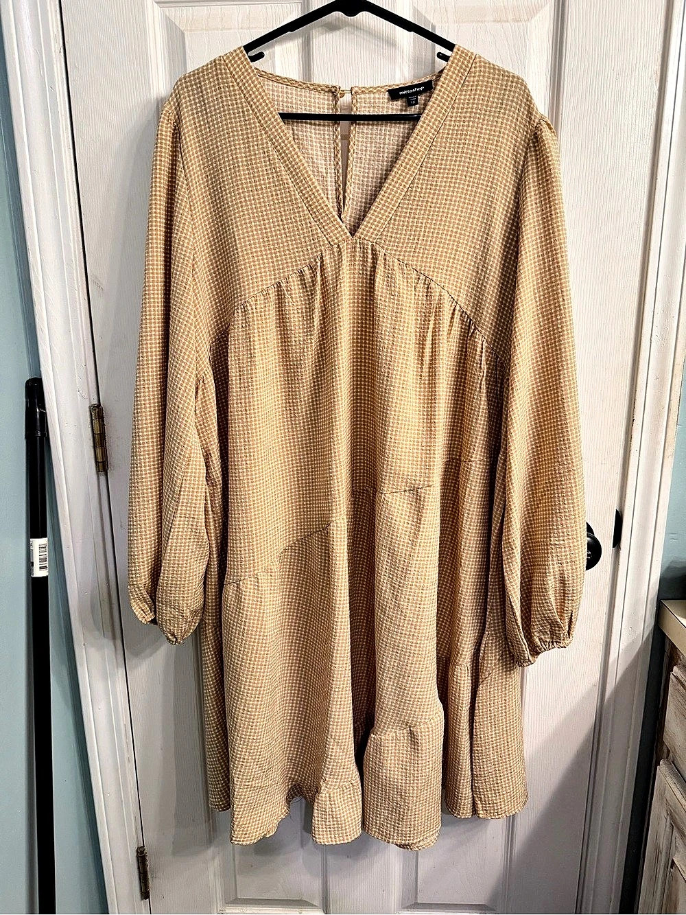 Mittoshop Checkered Dress in Brown & White Size 1X Like New